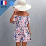 Combishort Fleuri Rose Femme