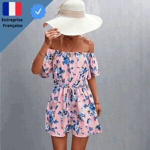 Combishort Fleuri Rose Femme