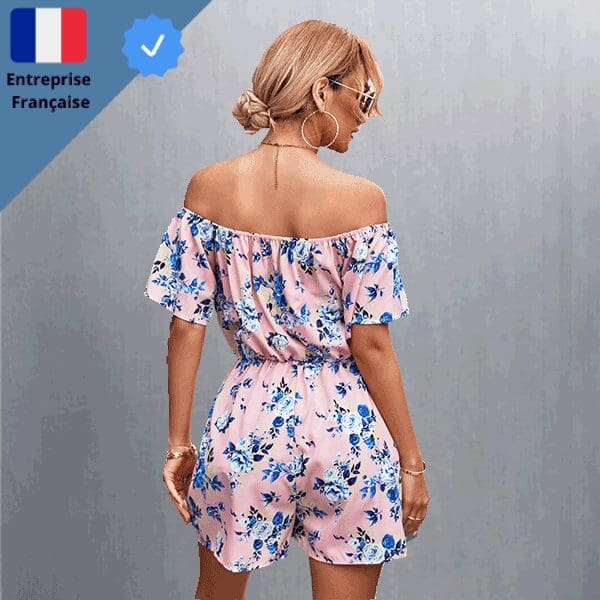 Combishort-Pink-Fleuri-Rose
