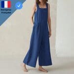 Robe Salopette Fluide Bleue