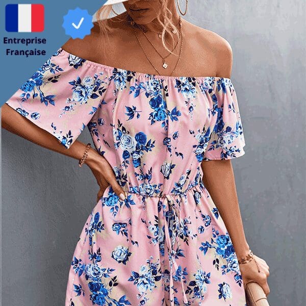 Une-Piece-Combishort-Fleuri-Rose