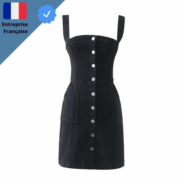 Une-Piece-Robe-Salopette-avec-Boutons