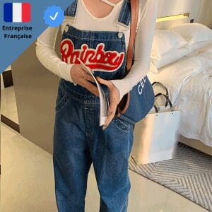 Une Piece Salopette en Jean Rainbow