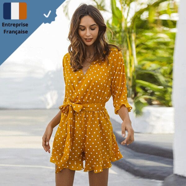 combishort-jaune-a-pois