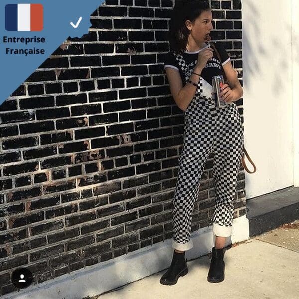 cotte-a-damier-noir-et-blanc