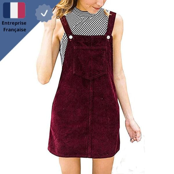 robe-salopette-carmin-en-velours Robe Salopette en Velours