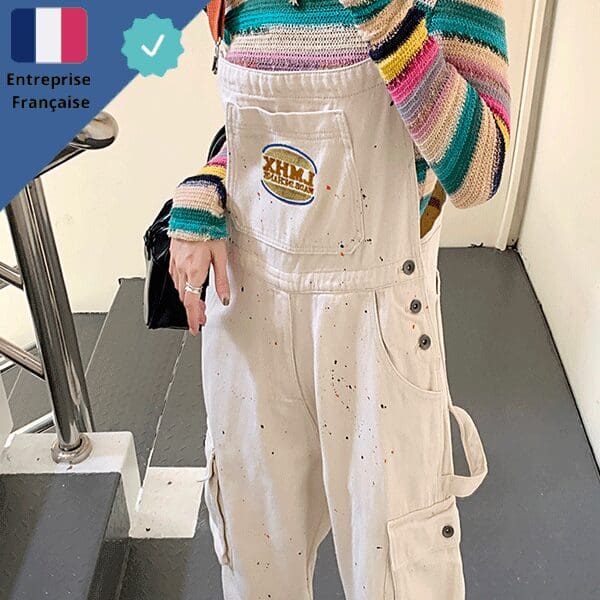 salopette-blanche-tachee-avec-poche