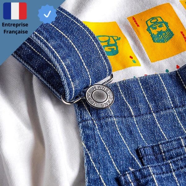 Salopette Bleue avec Rayure Blanche