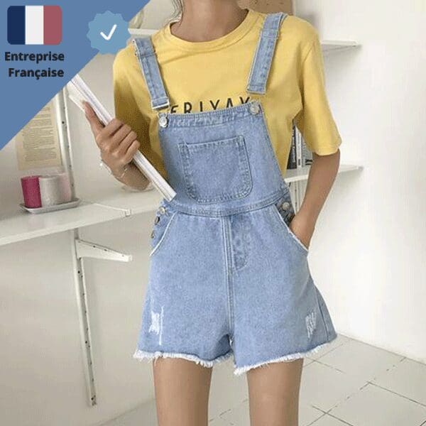salopette-bleu-denim-pour-femme Salopette Bleu Claire pour Femme