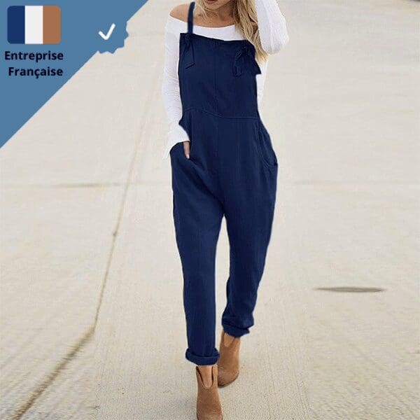 salopette-bleue-marine-femme Salopette Bleue Marine Femme