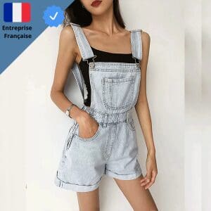 Salopette Courte Bleu Clair