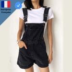 Salopette Courte Noire pour Femme