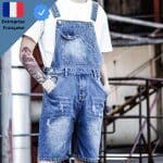 Salopette Denim Bleu Délavé Homme