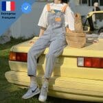 Salopette en Jean Bleue Orange