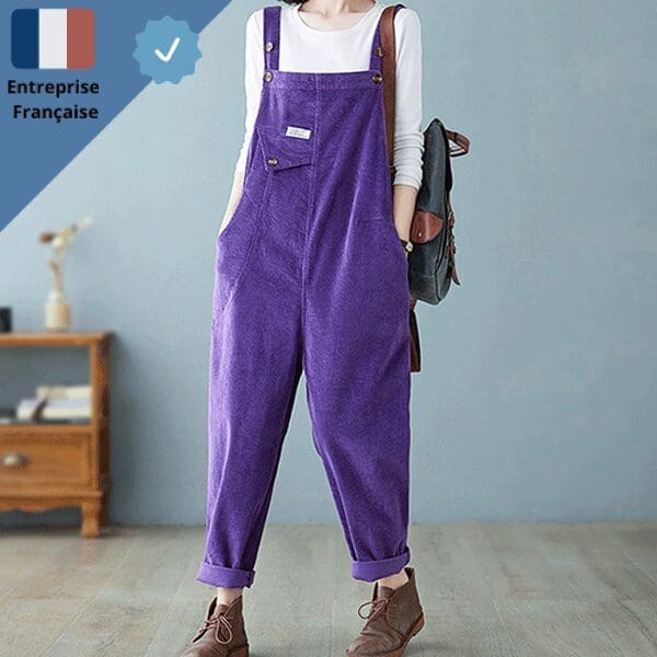 salopette-en-velours-violette Salopette en Velours Violette