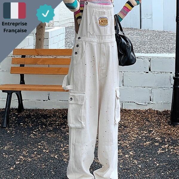 salopette-femme-blanche-tachee