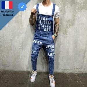 Salopette Jean Bleu Clair Homme
