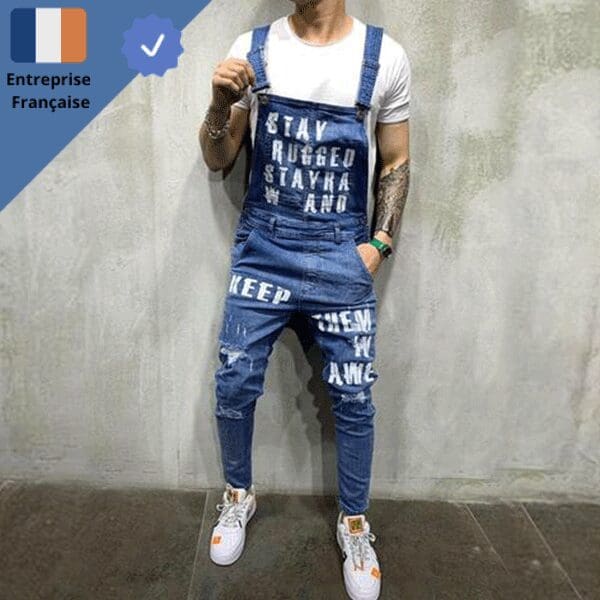 salopette-jean-bleu-clair-homme Salopette Jean Bleu Clair Homme