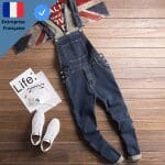 Salopette Jean Bleu Foncé Homme