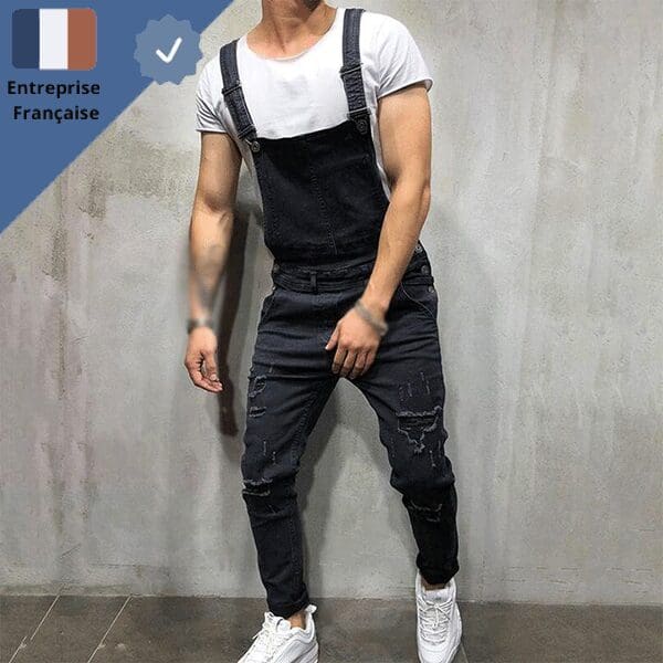salopette-jean-noire-homme Salopette Jean Noire Homme
