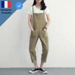 Salopette Kaki en Velours avec Poche