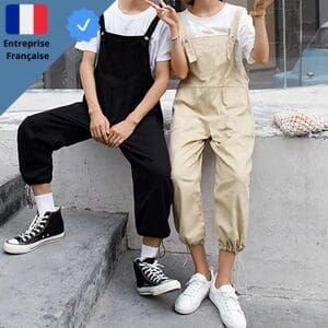 Salopette Noire en Coton