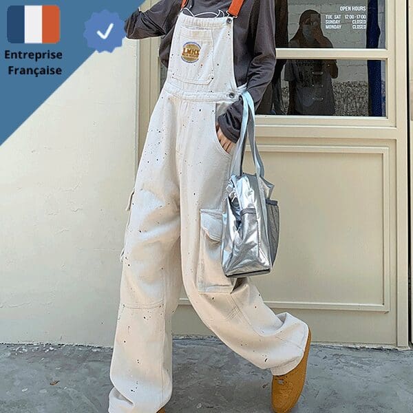 salopette-pour-femme-blanche-tachee