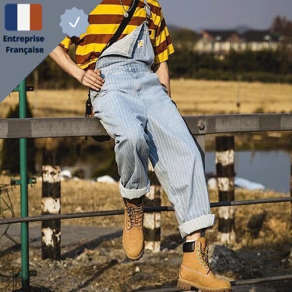 salopette-rayures-bleue-homme Salopette Vintage Bleue Homme