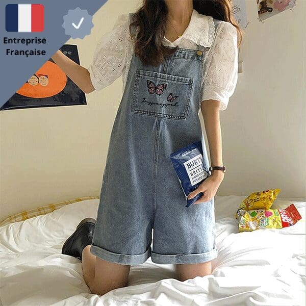 Salopette Short Jean Femme