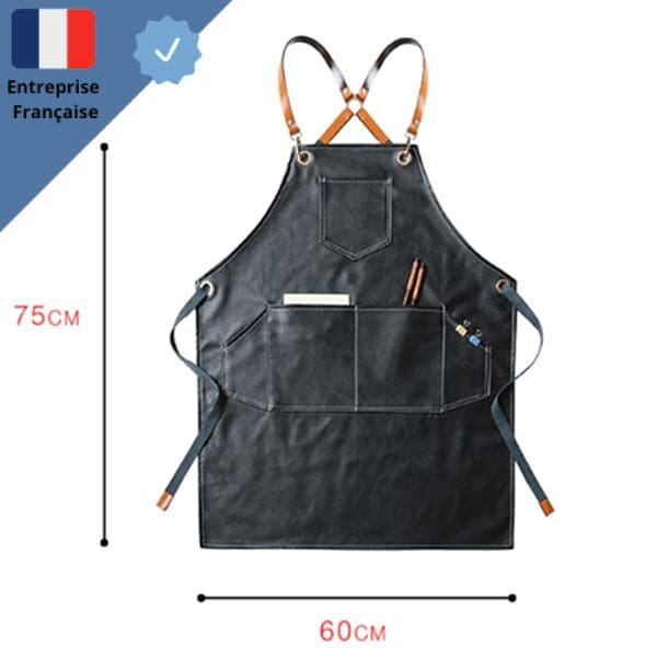 Tablier Cuir Noir Dimension