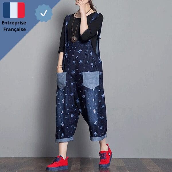 Tablier en Jean avec Fleurs
